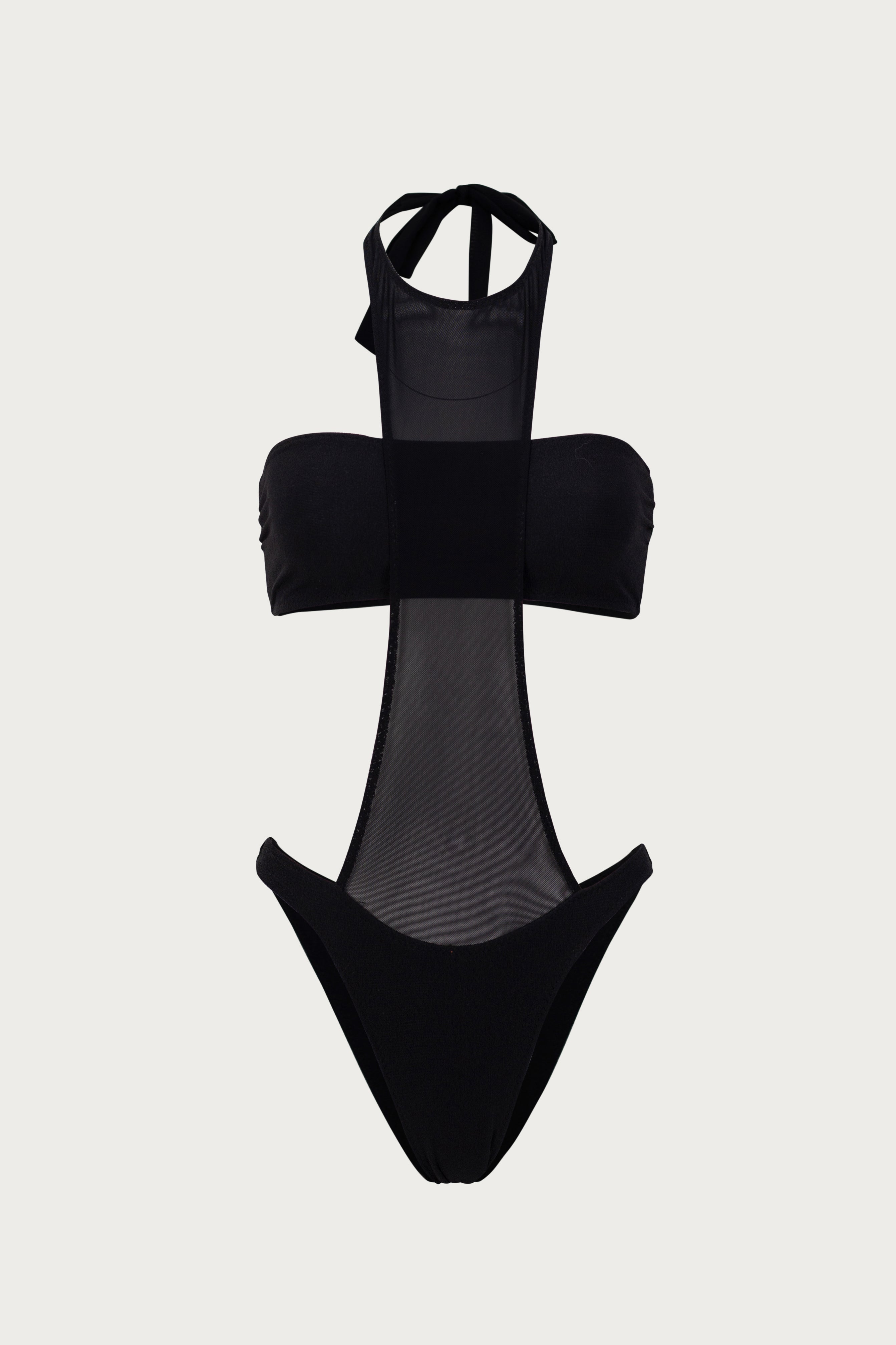 Mesh Panel One Piece (Black) - Celestial Couture