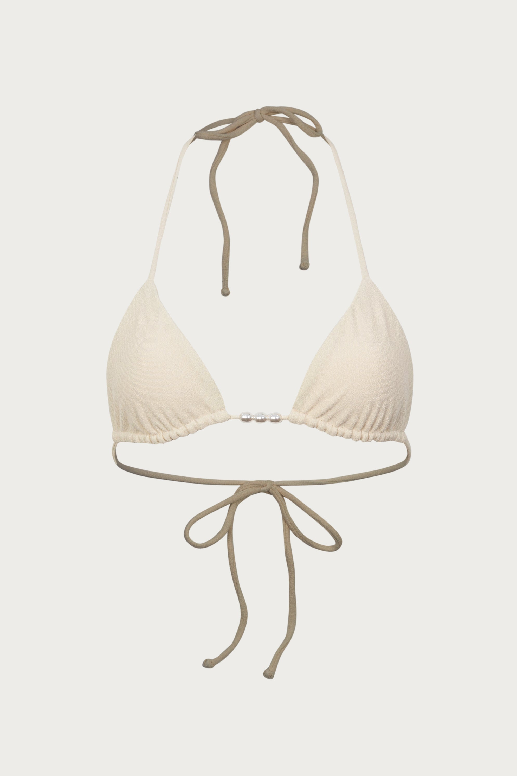 Beaded Triangle Top (Faux Suede Cream) - Celestial Couture