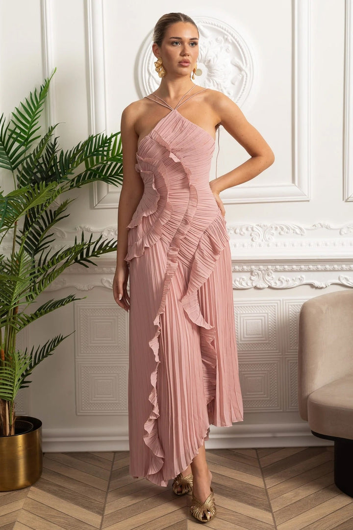 Julia Charming Ruffle Cascade Maxi Dress - Celestia Couture