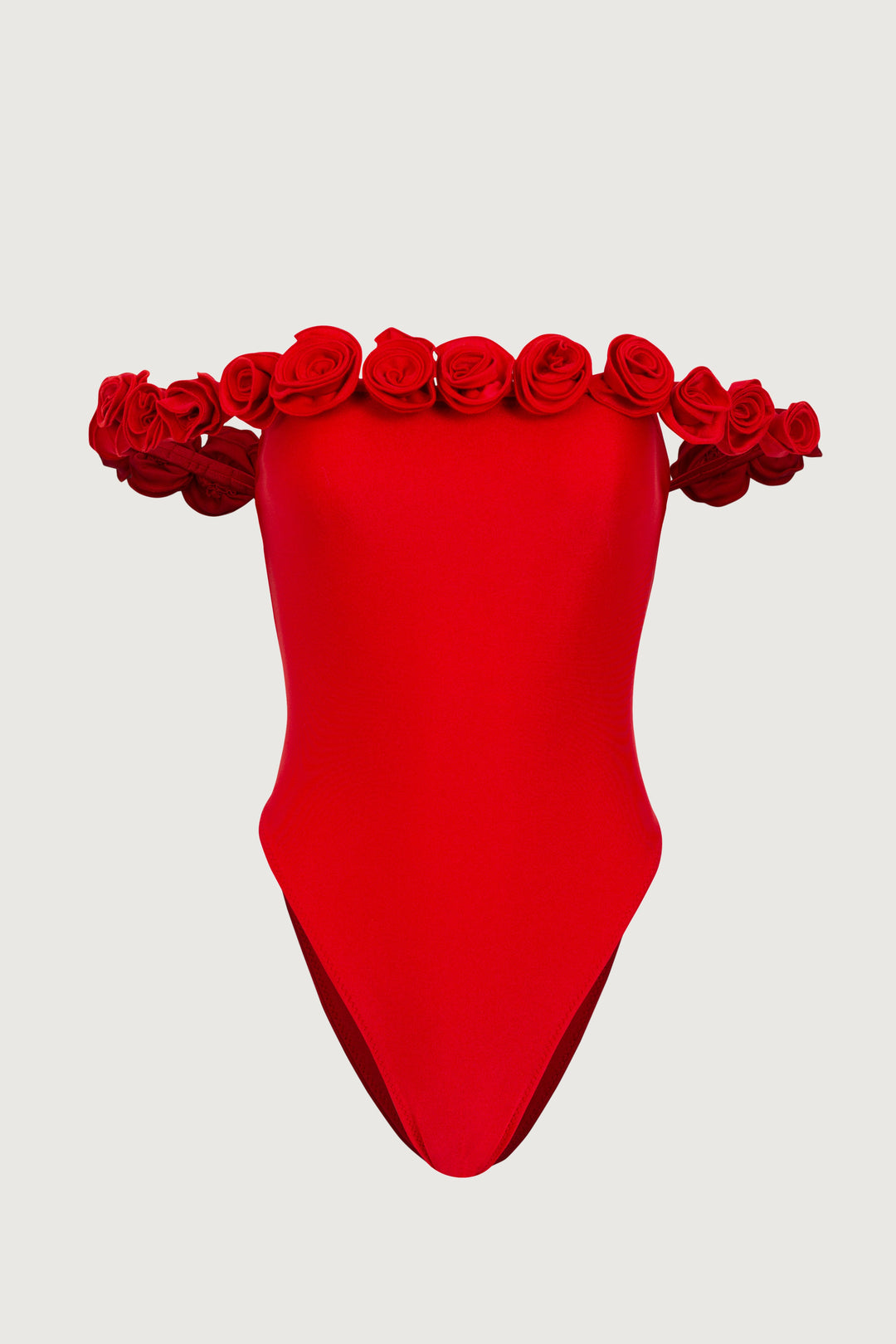 Rosette Off Shoulder One Piece (Scarlet Red/Red) - Celestial Couture