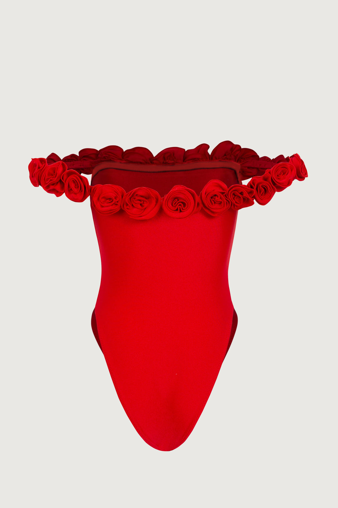Rosette Off Shoulder One Piece (Scarlet Red/Red) - Celestial Couture