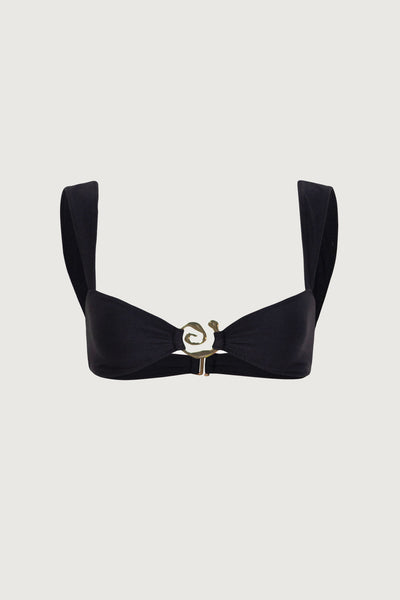 Spiral Bandeau Top (Faux Suede Black) - Celestial Couture