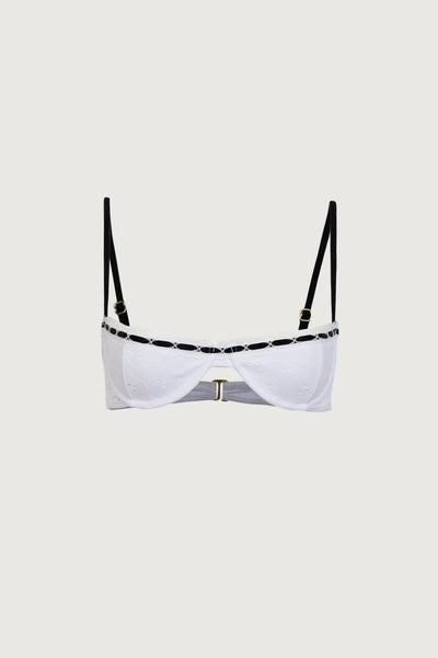 Demi Cup Underwire Top (White Eyelet) - Celestial Couture
