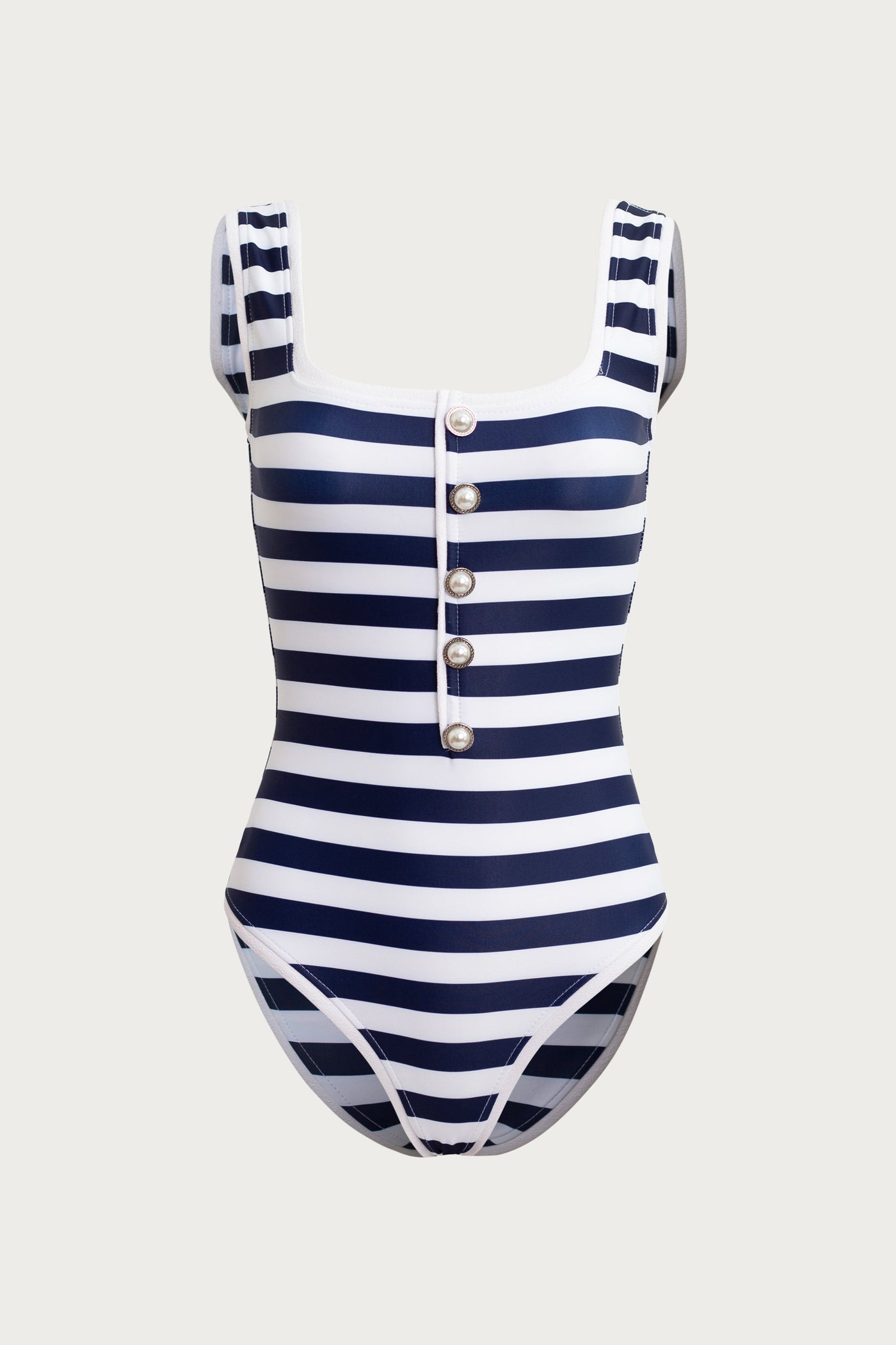 The Grace Tank One Piece (Navy Cream Stripe/White) - Celestial Couture