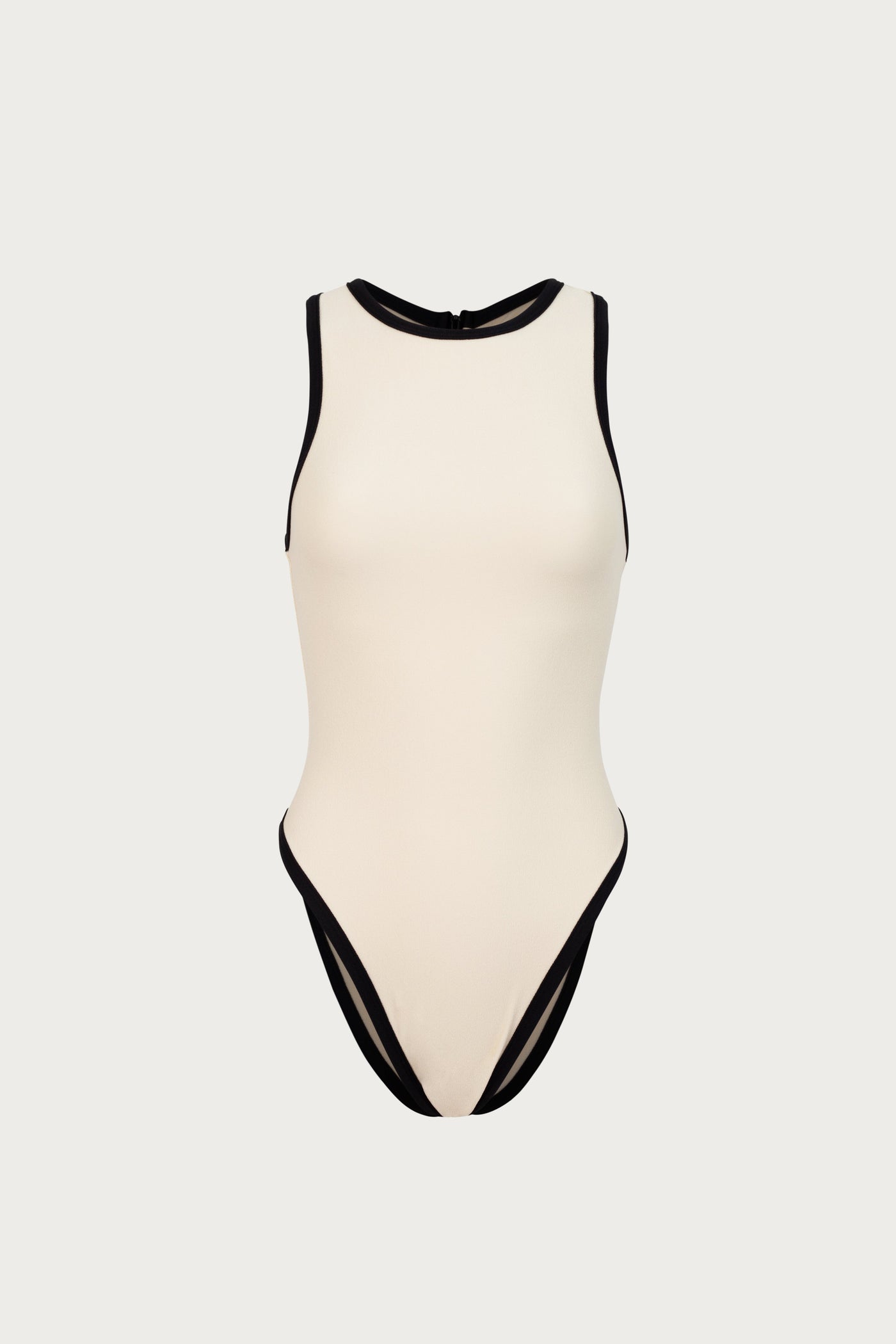 Tank One Piece (Faux Suede Cream/Black) - Celestial Couture