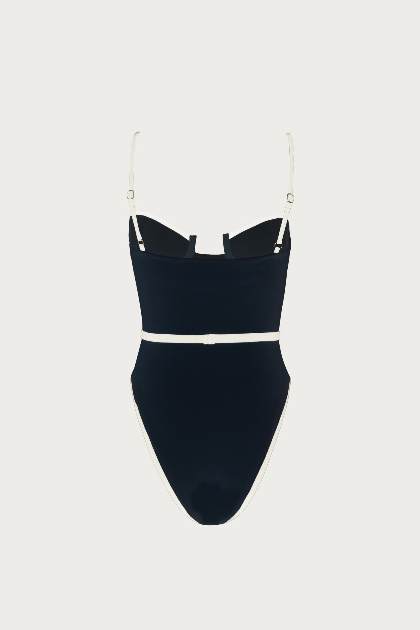 Belted One Piece (Faux Suede Black/Cream) - Celestial Couture