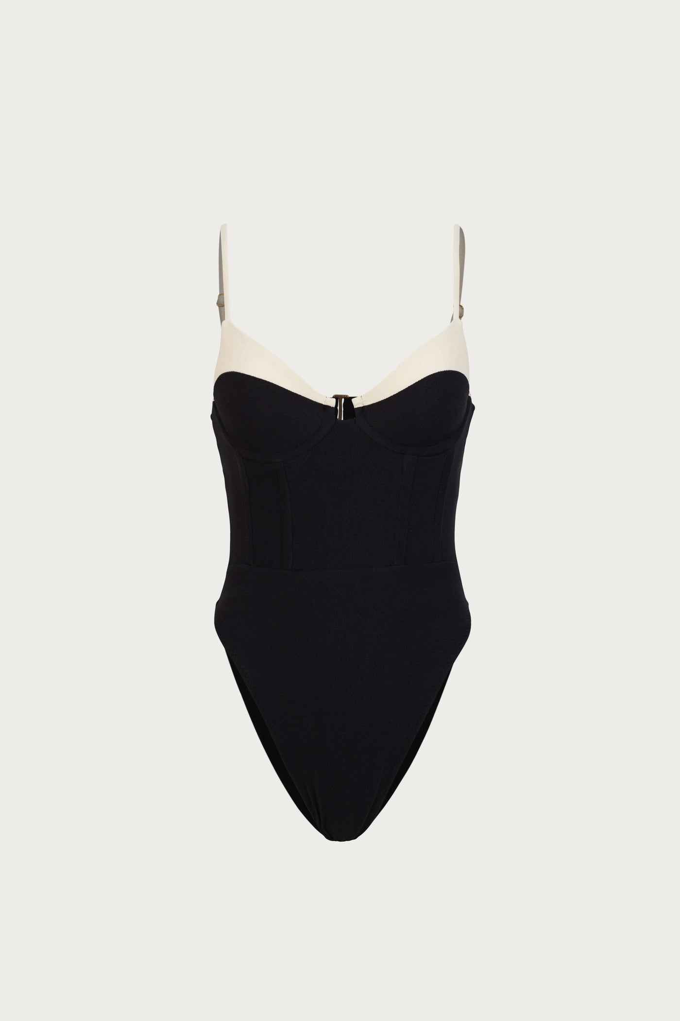 Double Layer Corset One Piece (Faux Suede Black/Cream) - Celestial Couture