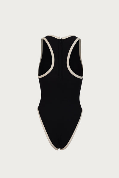 Tank One Piece (Faux Suede Black/Cream) - Celestial Couture