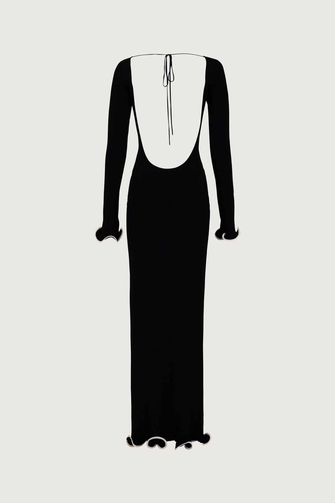 Ruffle Hem Maxi Dress (Black/Cream) - Celestia Couture