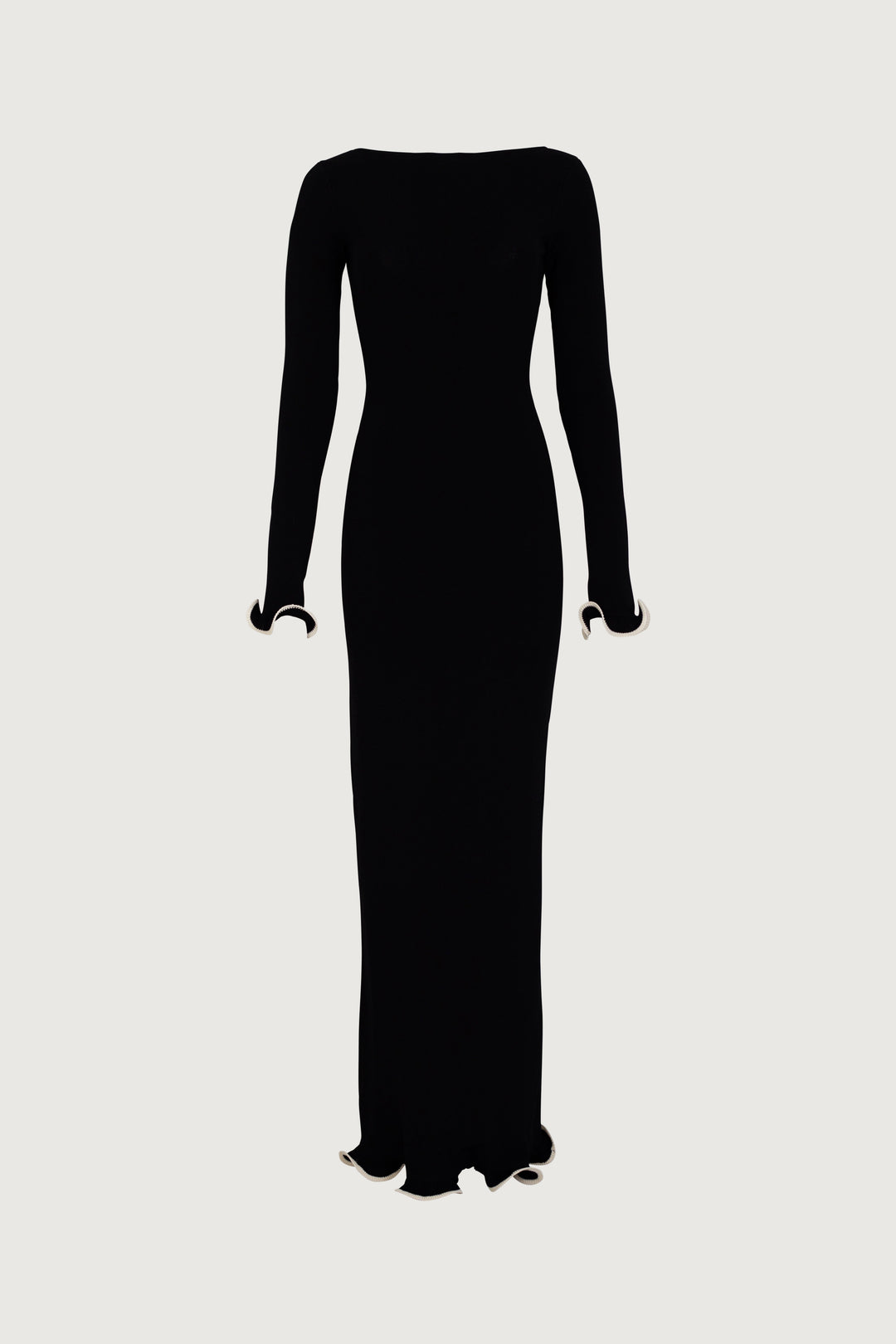 Ruffle Hem Maxi Dress (Black/Cream) - Celestia Couture