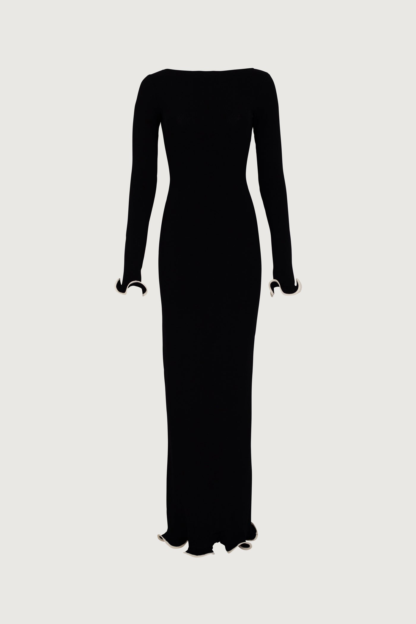 Ruffle Hem Maxi Dress (Black/Cream) - Celestial Couture