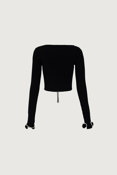 Ruffle Hem Top (Black/Cream) - Celestial Couture