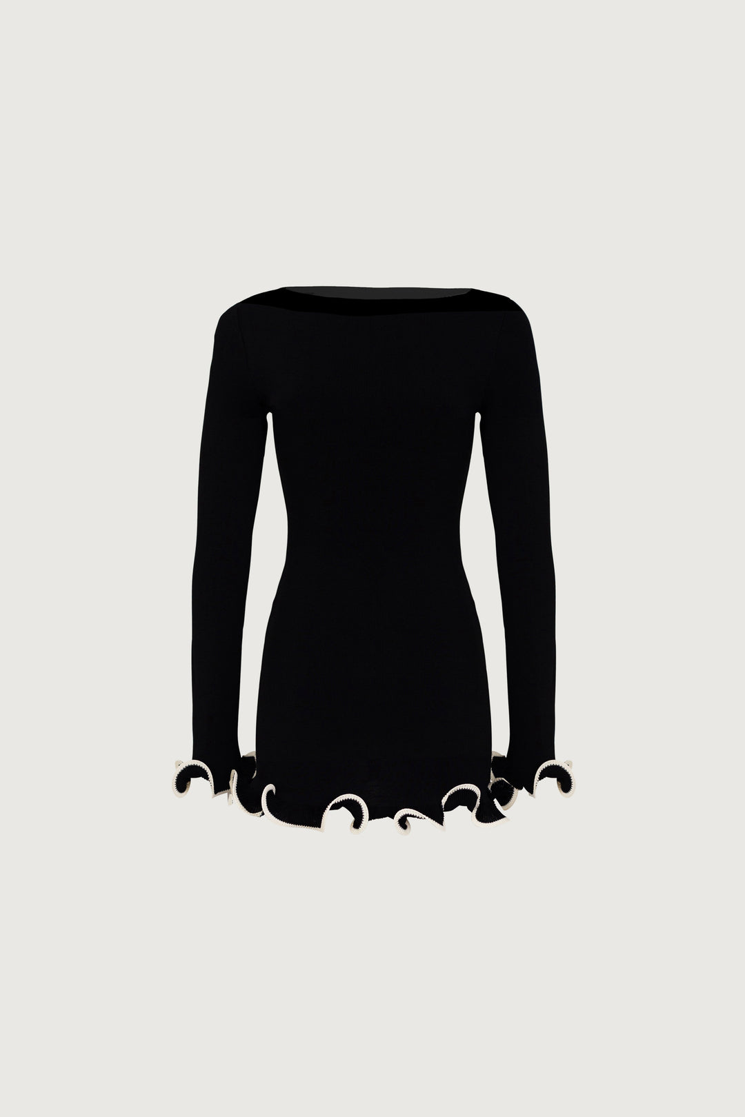 Ruffle Hem Mini Dress (Black/Cream) - Celestia Couture