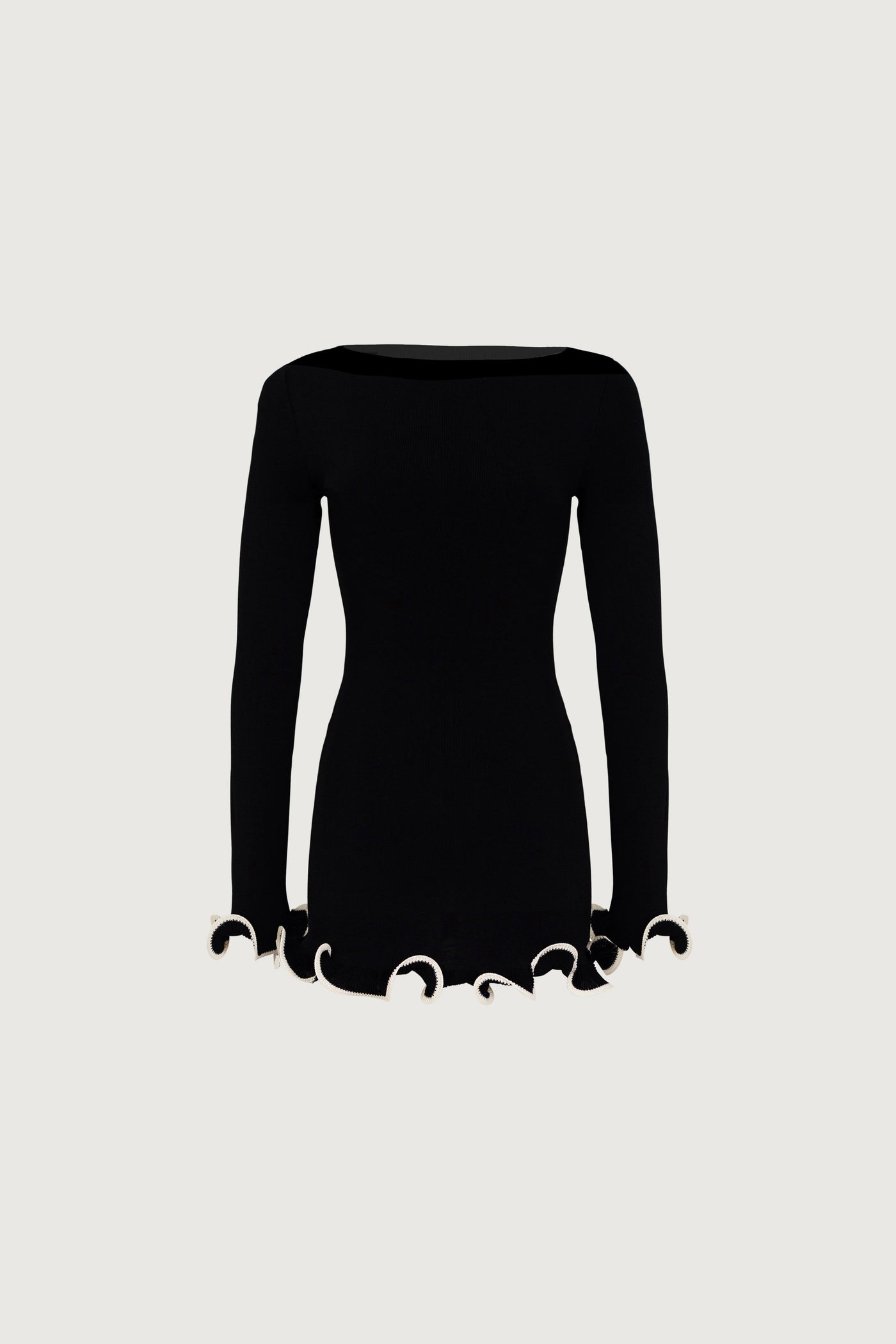 Ruffle Hem Mini Dress (Black/Cream) - Celestial Couture