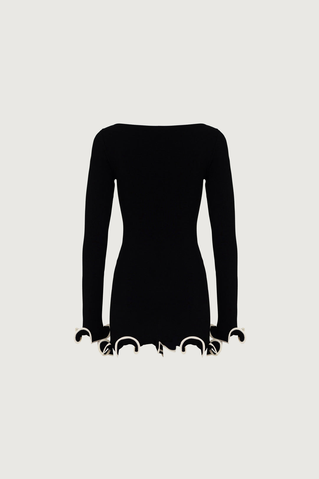 Ruffle Hem Mini Dress (Black/Cream) - Celestia Couture