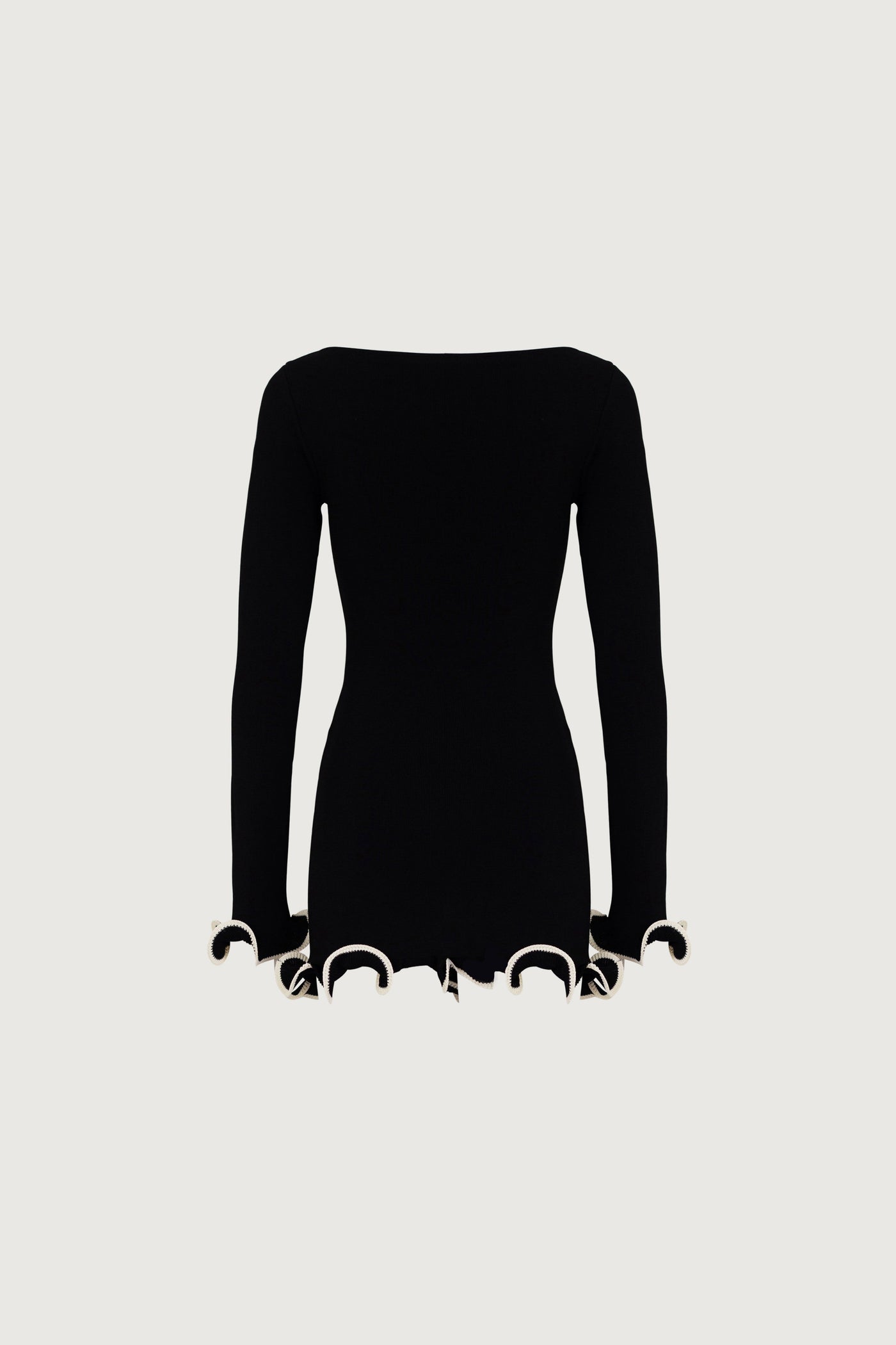 Ruffle Hem Mini Dress (Black/Cream) - Celestial Couture