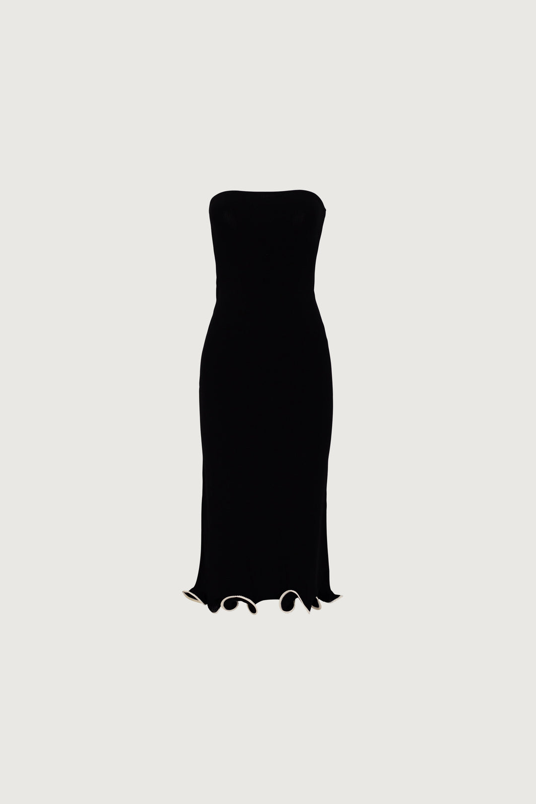 Ruffle Hem Strapless Dress (Black/Cream) - Celestia Couture