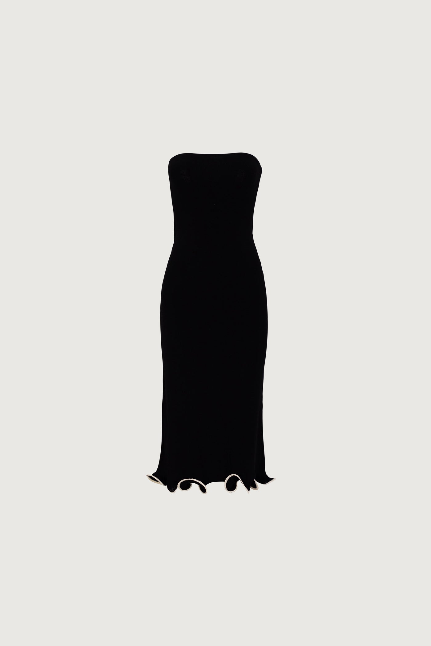 Ruffle Hem Strapless Dress (Black/Cream) - Celestial Couture