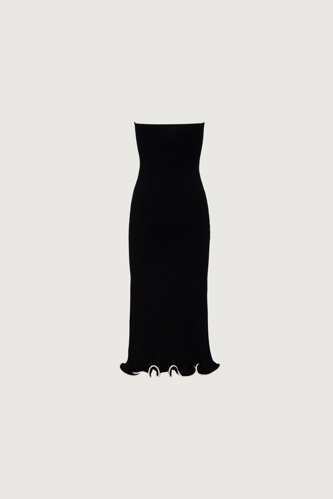 Ruffle Hem Strapless Dress (Black/Cream) - Celestia Couture