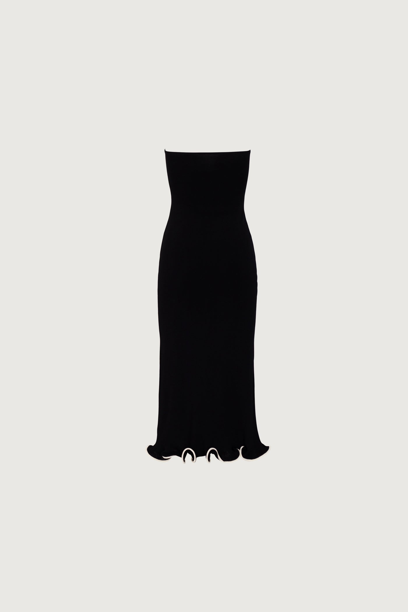 Ruffle Hem Strapless Dress (Black/Cream) - Celestial Couture