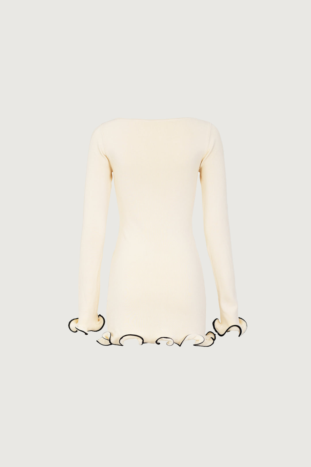 Ruffle Hem Mini Dress (Cream/Black) - Celestia Couture