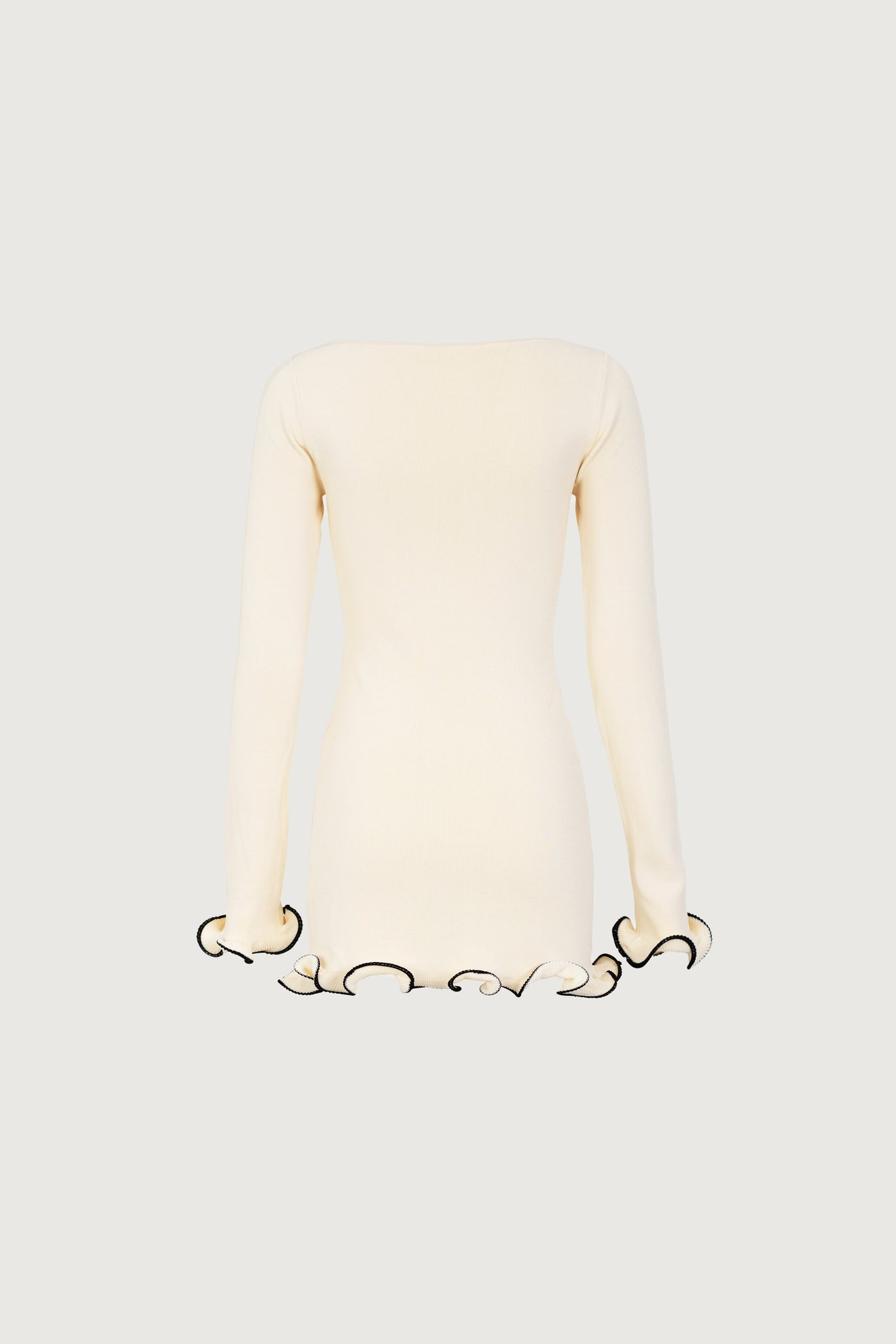 Ruffle Hem Mini Dress (Cream/Black) - Celestial Couture