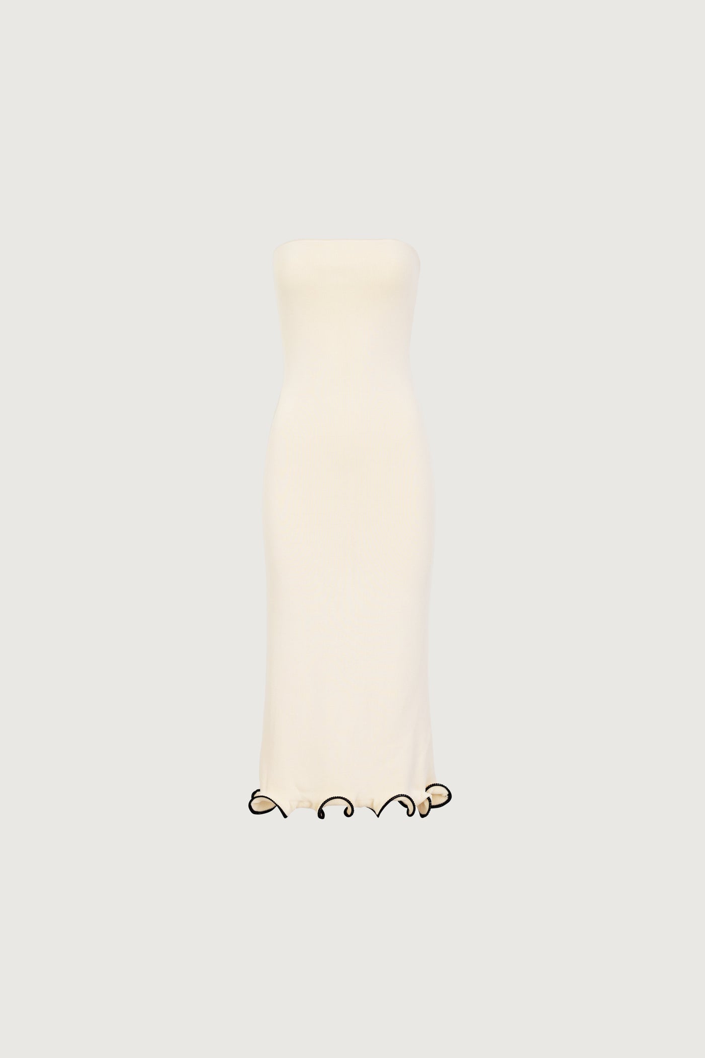 Ruffle Hem Strapless Dress (Cream/Black) - Celestial Couture