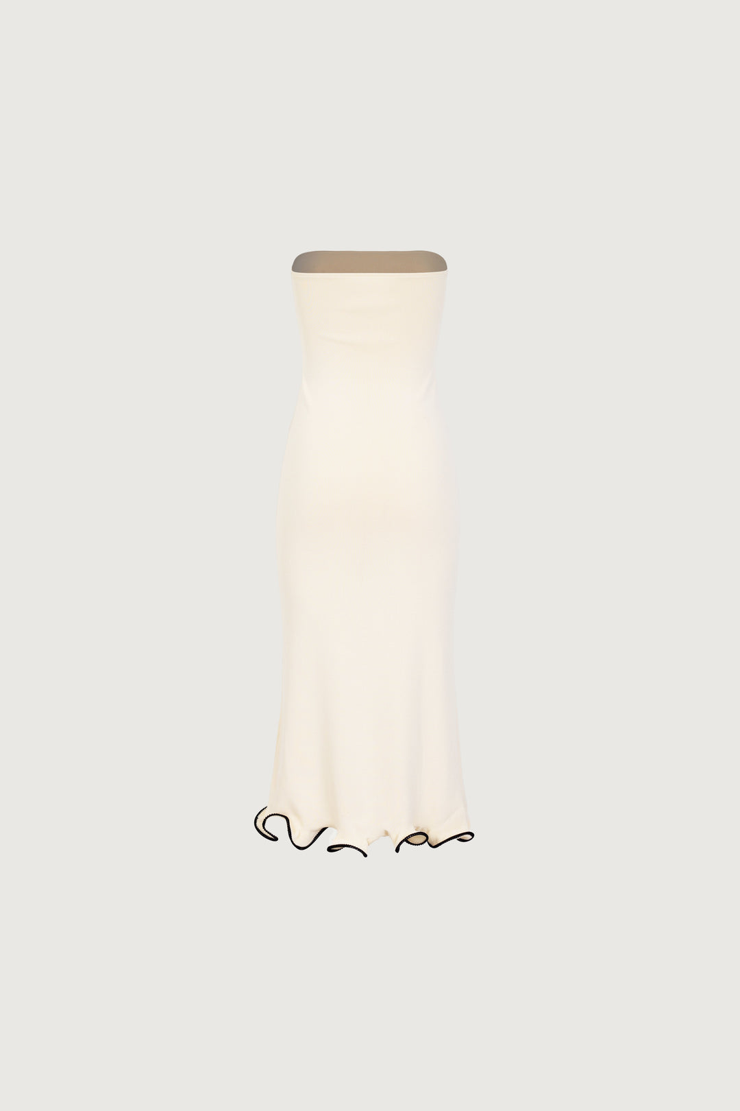 Ruffle Hem Strapless Dress (Cream/Black) - Celestia Couture