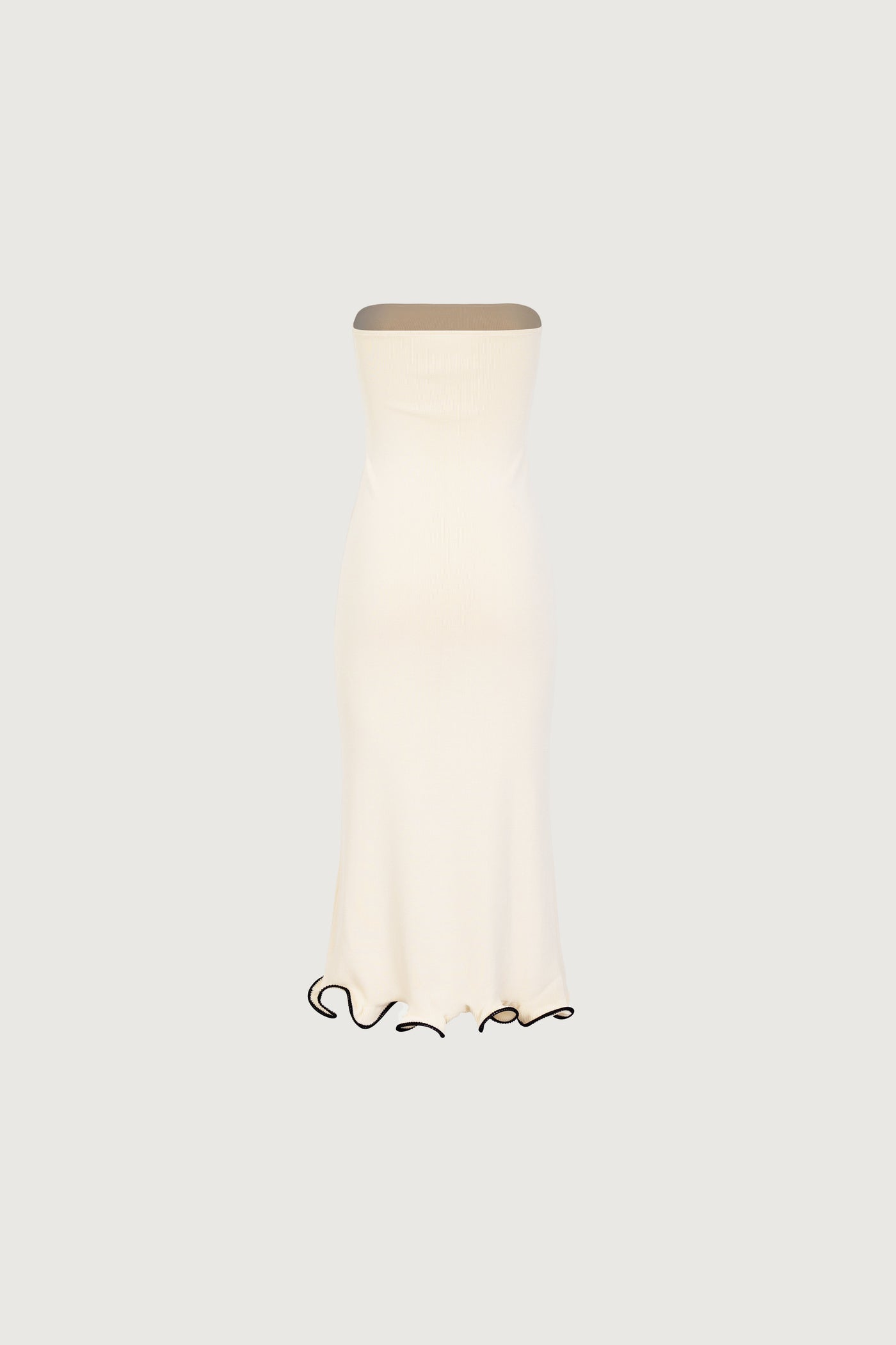 Ruffle Hem Strapless Dress (Cream/Black) - Celestial Couture