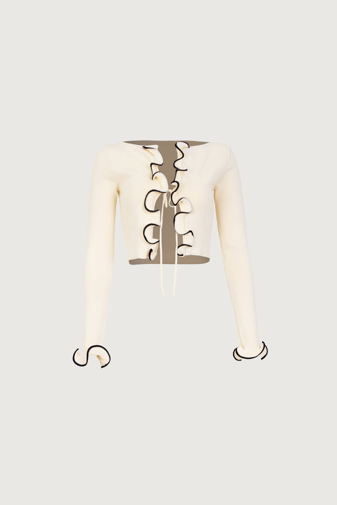 Ruffle Hem Top (Cream/Black) - Celestia Couture
