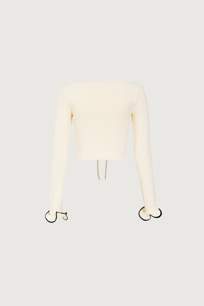 Ruffle Hem Top (Cream/Black) - Celestial Couture