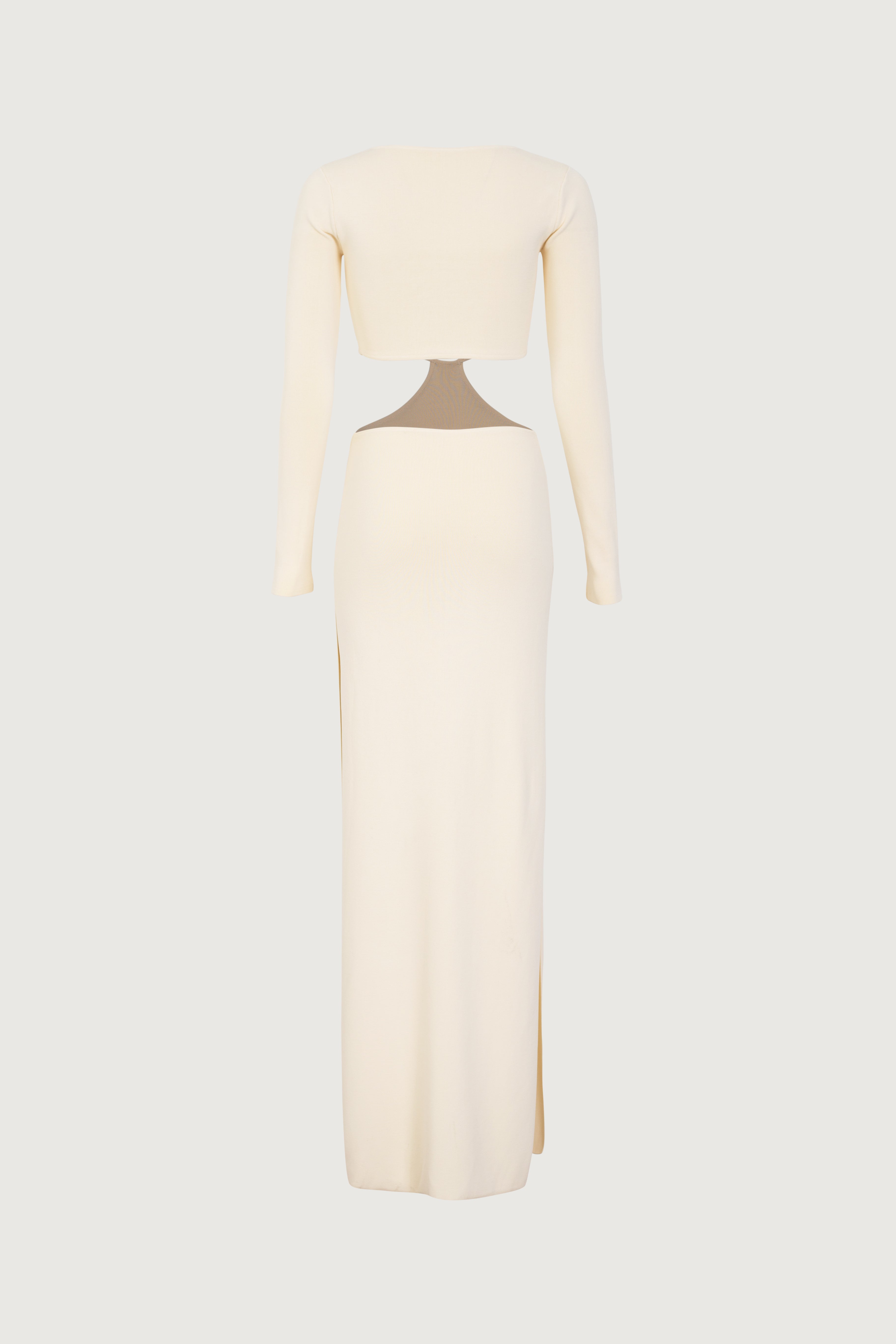 Long Sleeve Cut Out Maxi Dress (Cream) - Celestial Couture