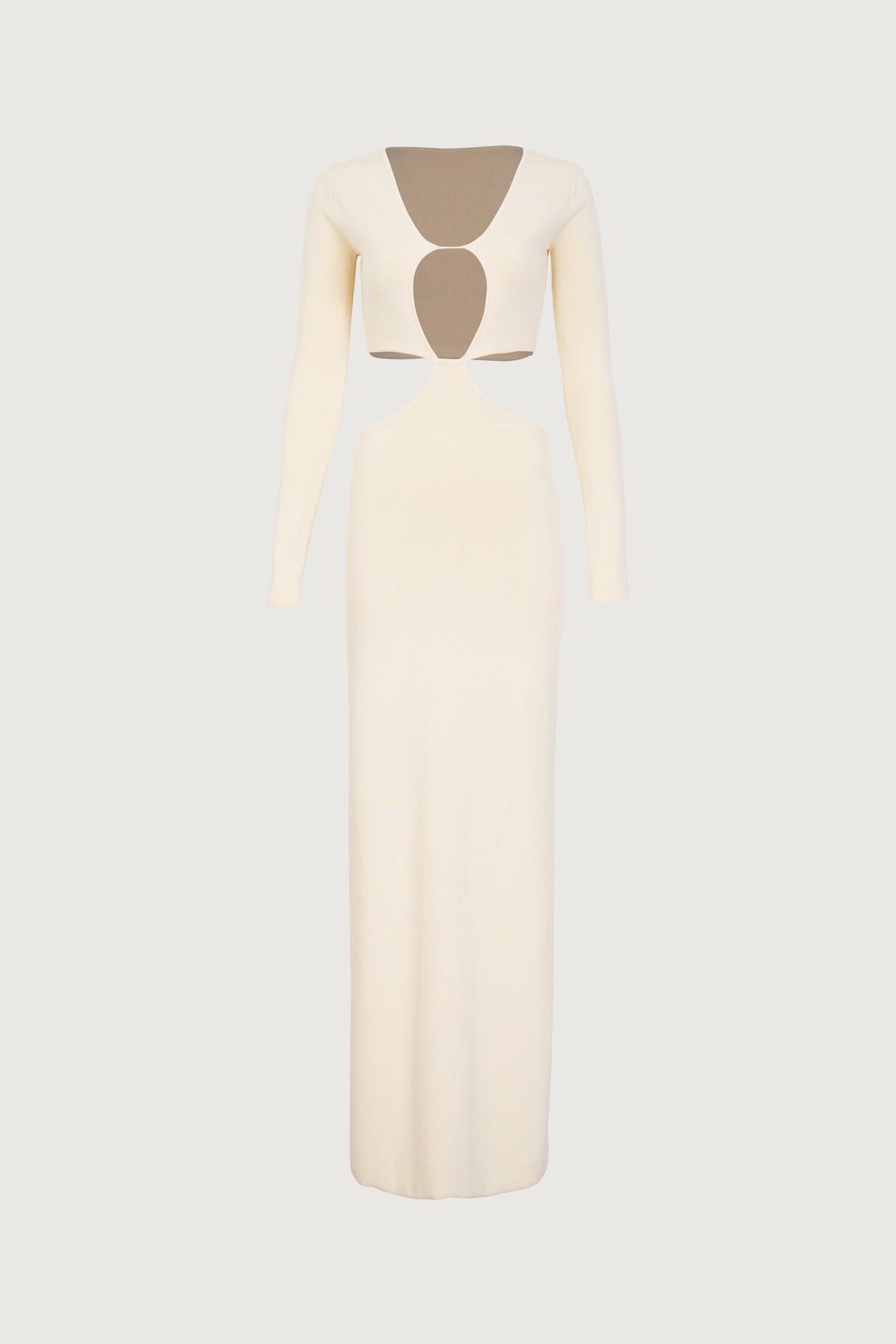 Long Sleeve Cut Out Maxi Dress (Cream) - Celestia Couture