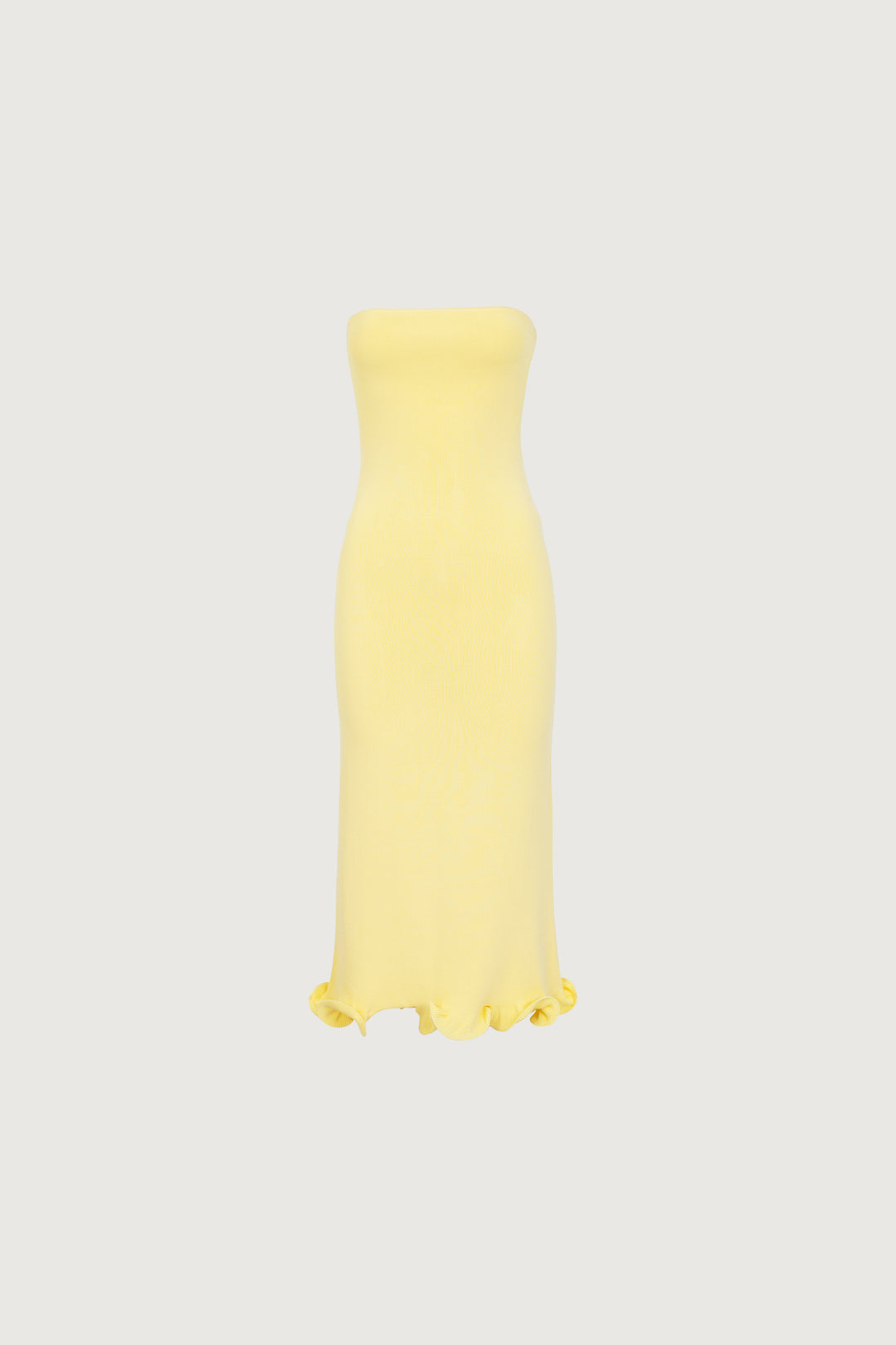 Ruffle Hem Strapless Dress (Butter Yellow) - Celestia Couture