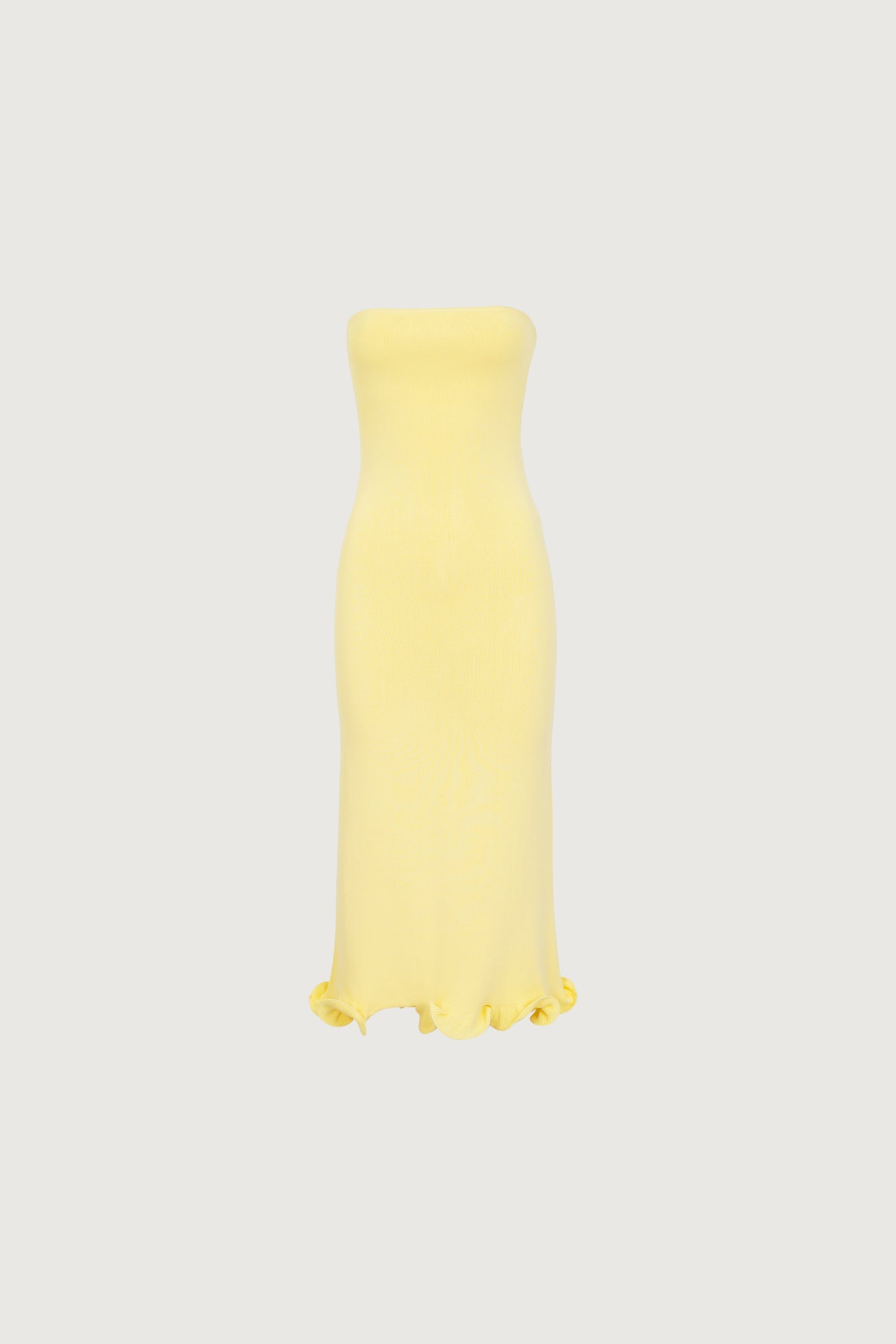 Ruffle Hem Strapless Dress (Butter Yellow) - Celestial Couture