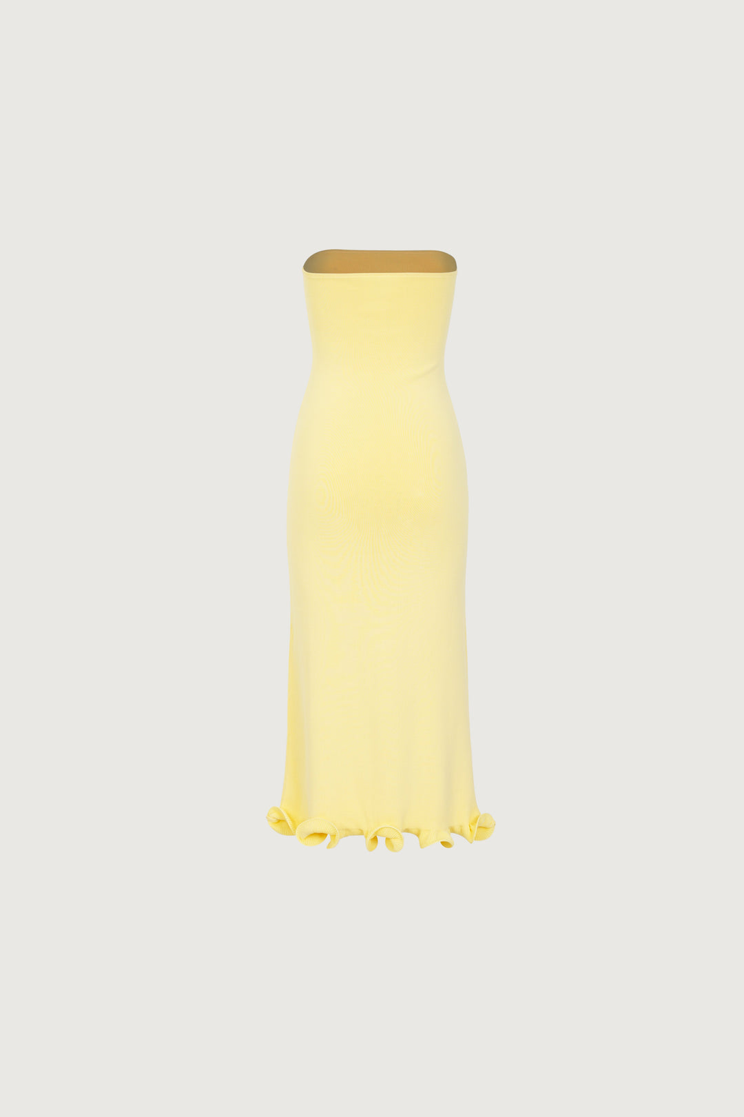 Ruffle Hem Strapless Dress (Butter Yellow) - Celestia Couture