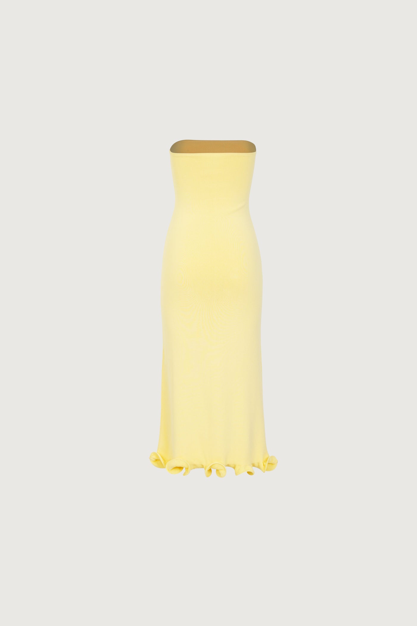 Ruffle Hem Strapless Dress (Butter Yellow) - Celestial Couture