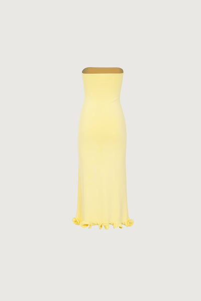 Ruffle Hem Strapless Dress (Butter Yellow) - Celestial Couture