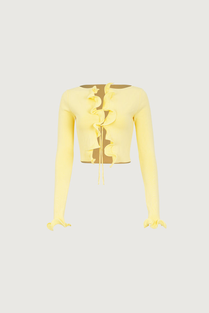 Ruffle Hem Top (Butter Yellow) - Celestia Couture