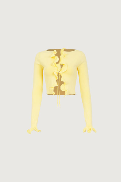 Ruffle Hem Top (Butter Yellow) - Celestial Couture