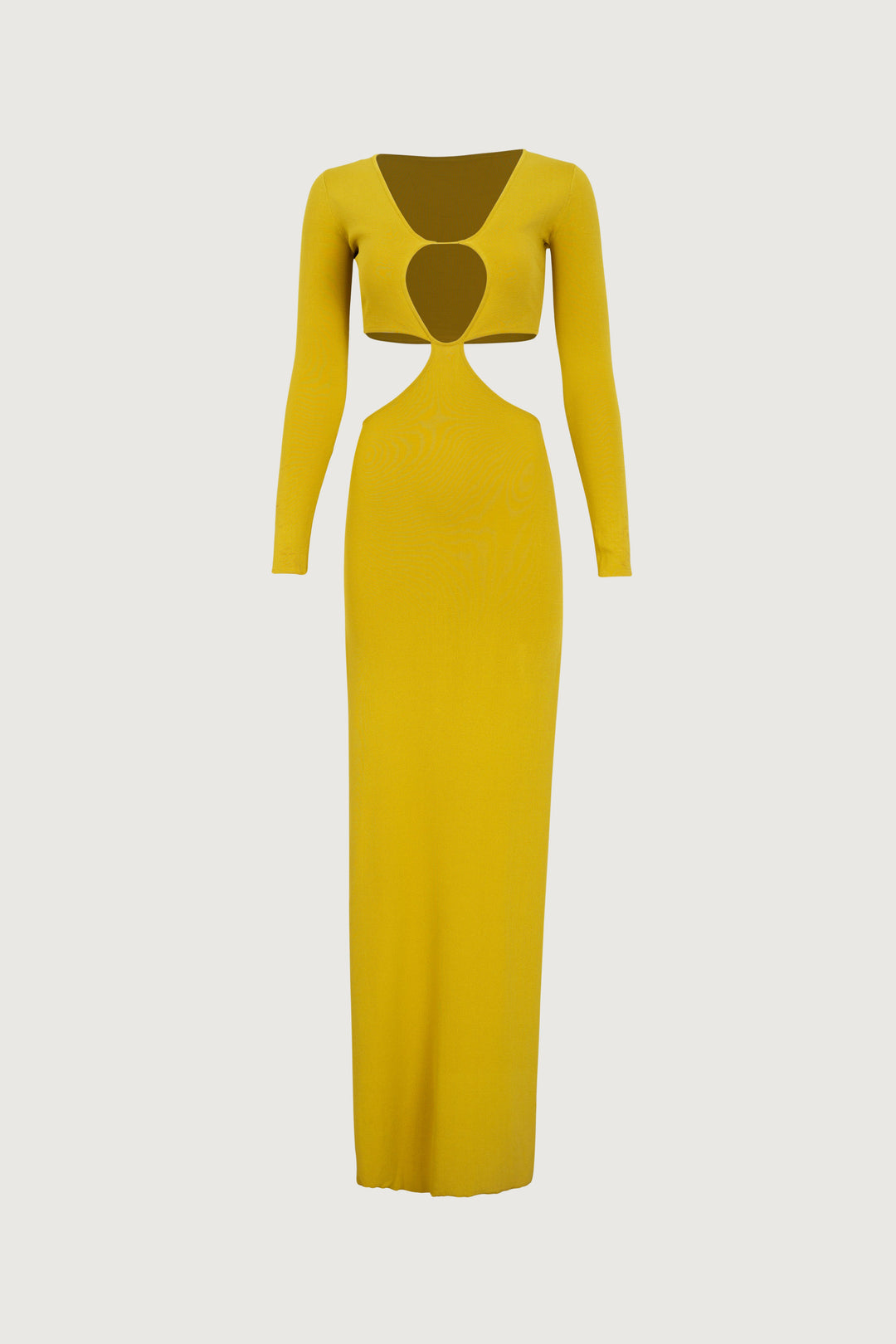 Long Sleeve Cut Out Maxi Dress (Chartreuse) - Celestia Couture