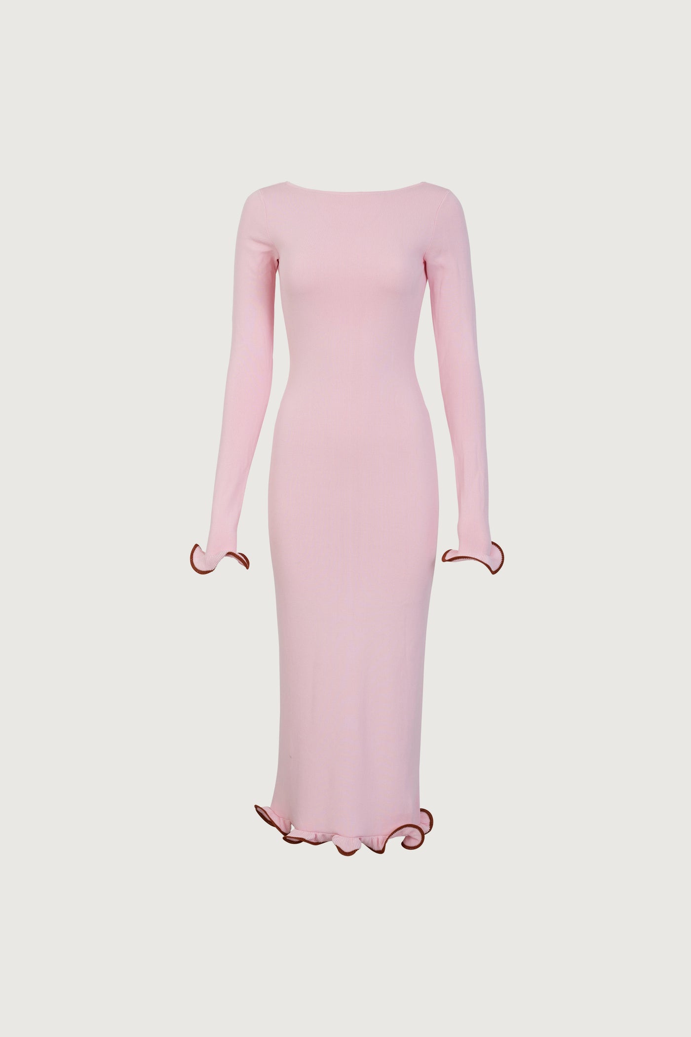 Ruffle Hem Midi Dress (Baby Pink) - Celestial Couture
