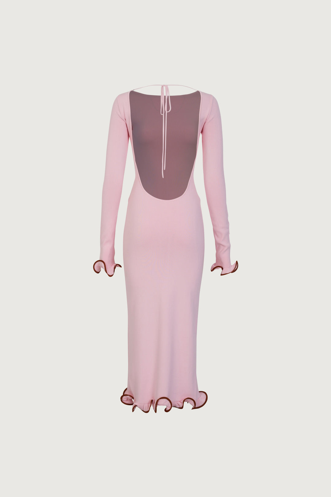 Ruffle Hem Midi Dress (Baby Pink) - Celestia Couture