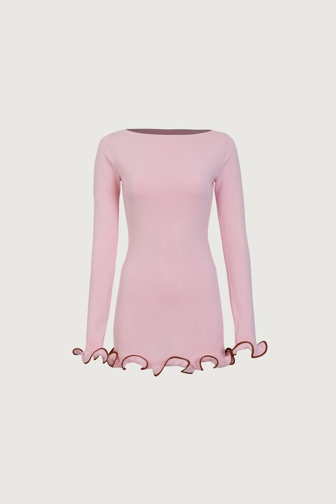 Ruffle Hem Mini Dress (Baby Pink) - Celestia Couture