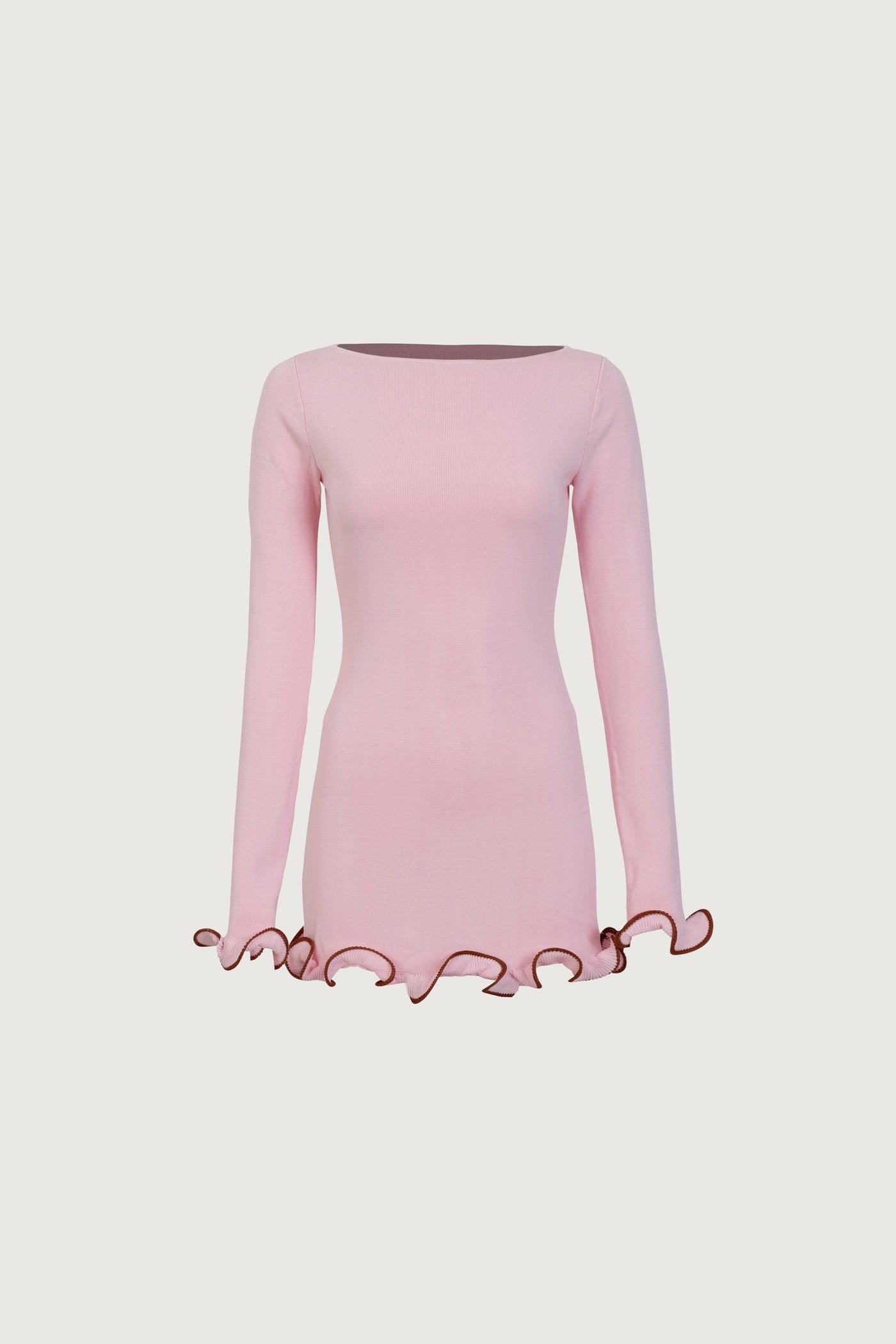 Ruffle Hem Mini Dress (Baby Pink) - Celestial Couture