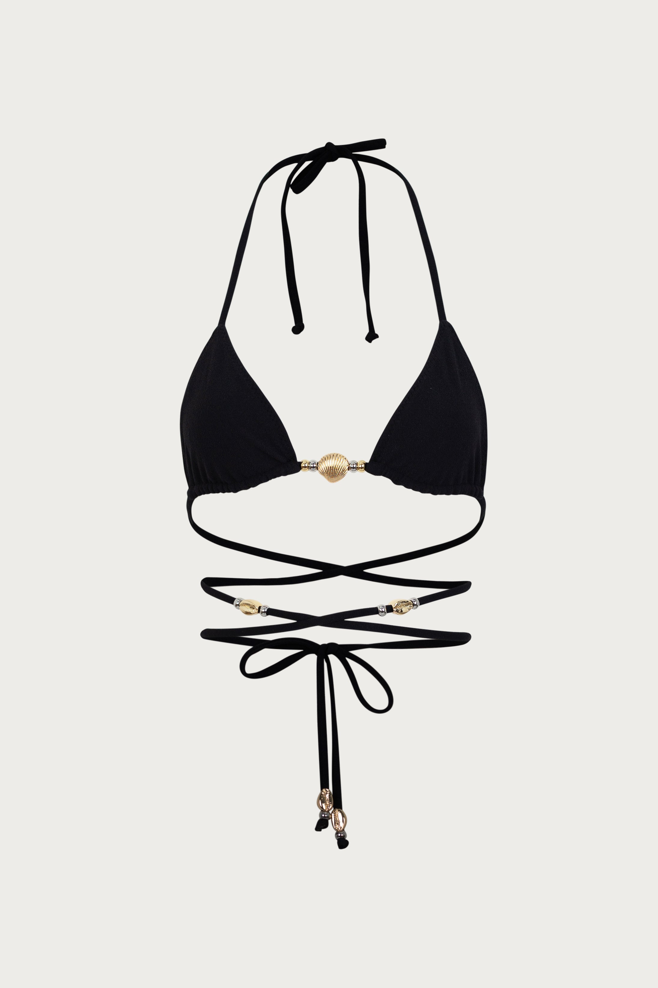 Shell Triangle Top (Faux Suede Black) - Celestial Couture