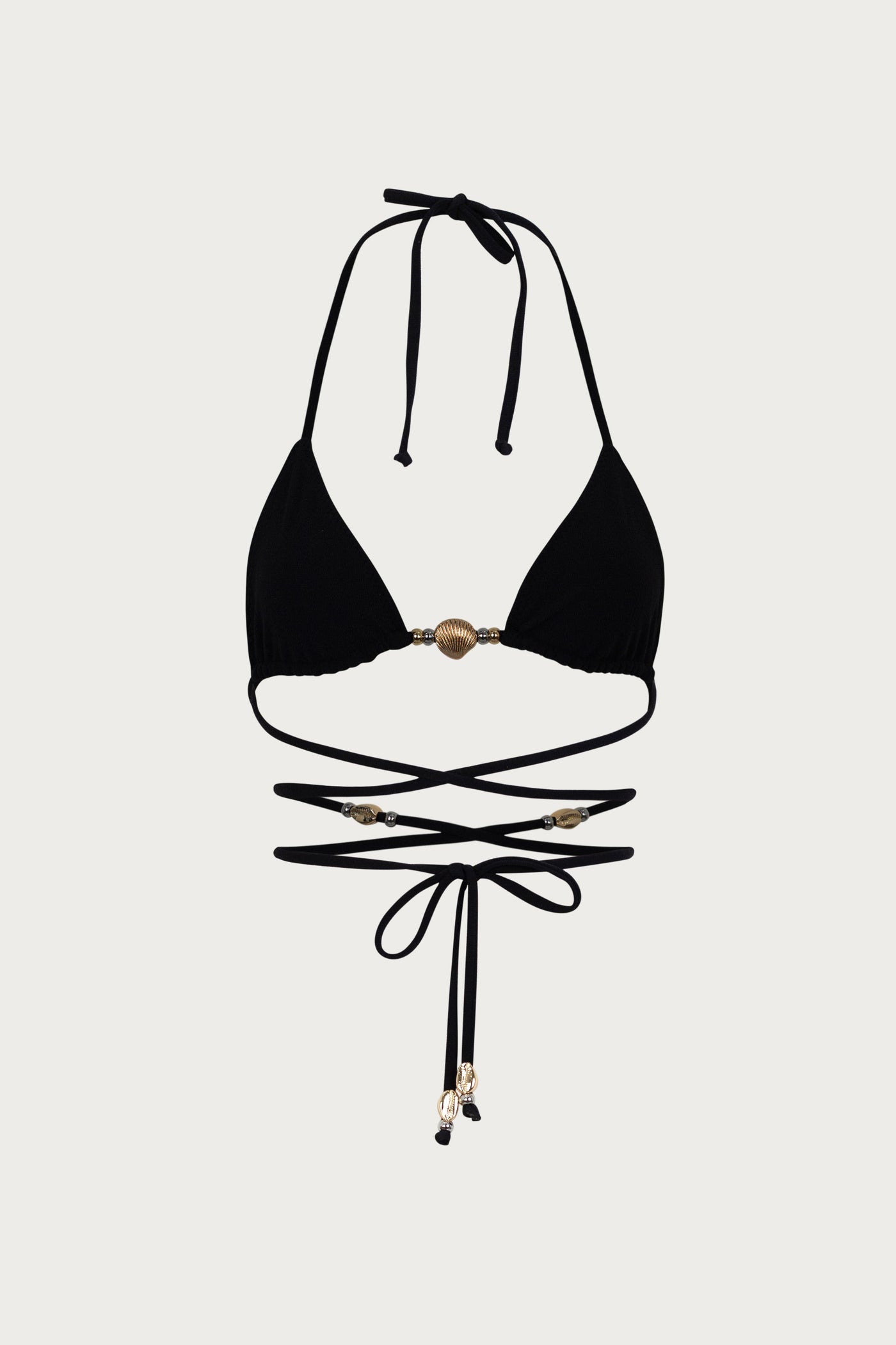 Shell Triangle Top (Faux Suede Black) - Celestial Couture