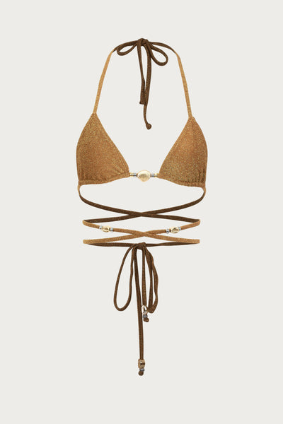 Shell Triangle Top (Mocha Shimmer Lurex) - Celestial Couture