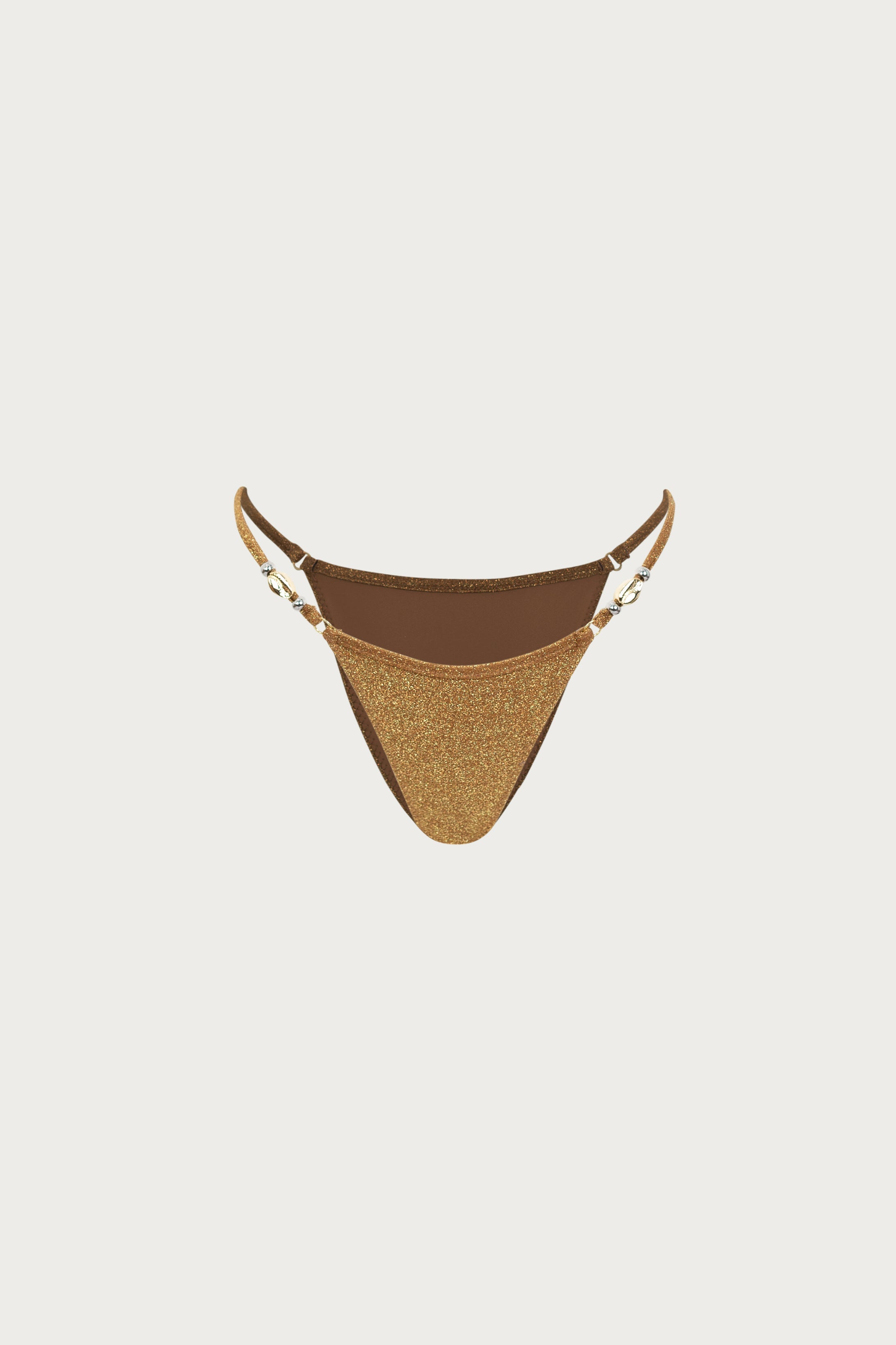 Shell Bikini Bottom (Mocha Shimmer Lurex) - Celestial Couture