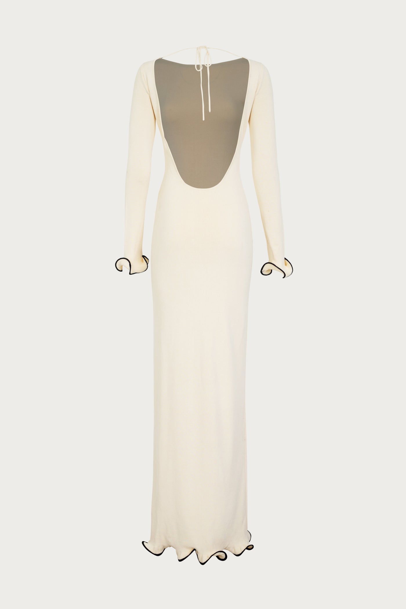 Ruffle Hem Maxi Dress (Cream/Black) - Celestial Couture